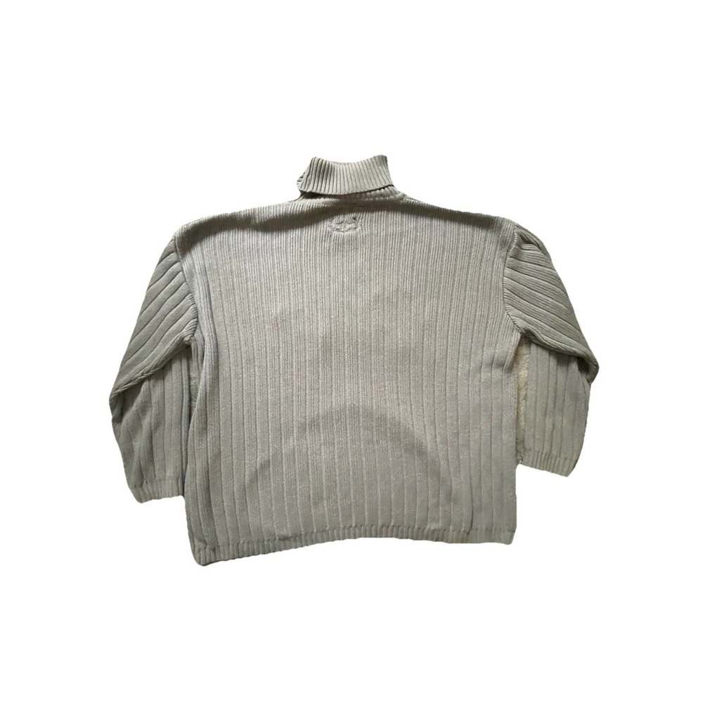 VTG Pure Playaz Mens Gray Y2K Hip Hop Spellout Cable Knit Turtleneck Sweater L - Picture 7 of 9